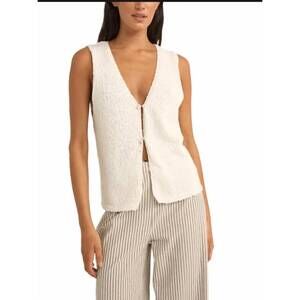 NEW RHYTHM. adele longline knit vest in white